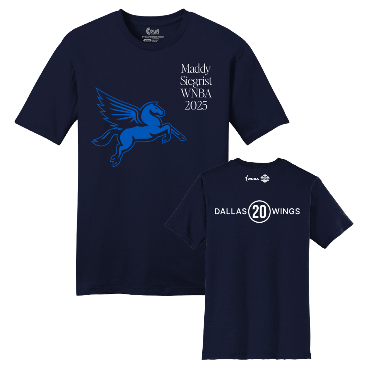 Dallas Wings Pegasus Name & Number T-Shirt - Maddy Siegrist