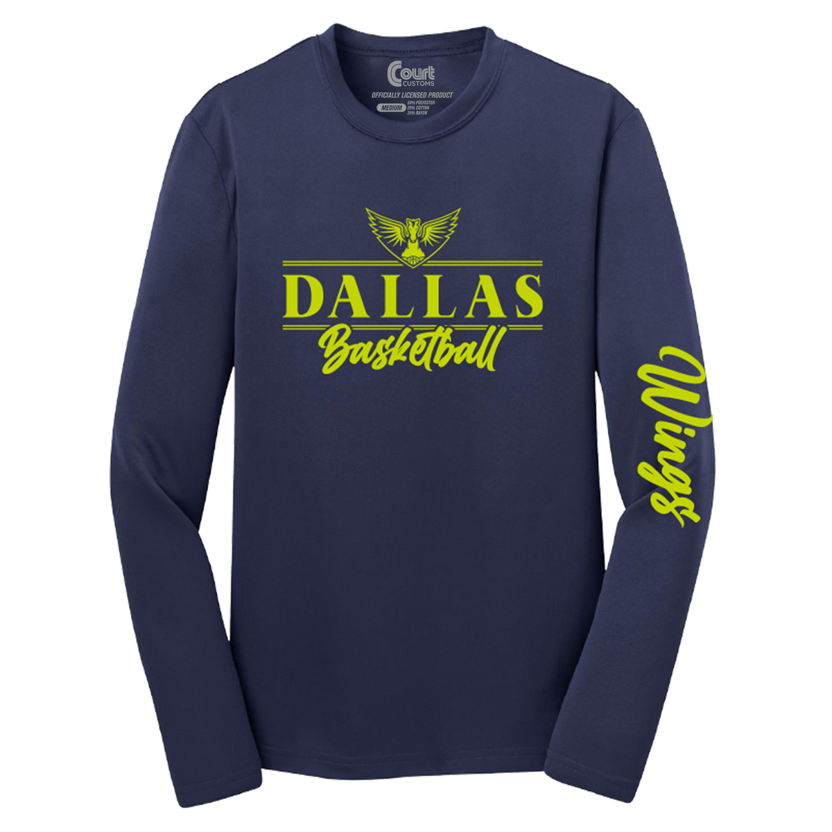 Dallas Wings Youth Long Sleeve Performance T-Shirt