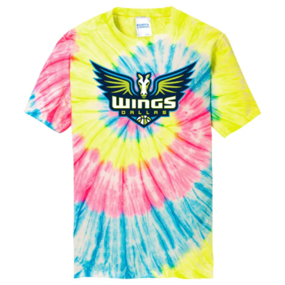 Wings Logo Neon Rainbow Tie-Dye T-Shirt
